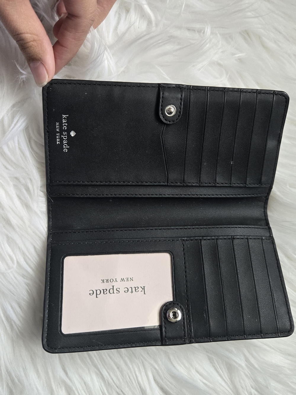 kate spade Two-Tone White and Light Gray Saffiano Wallet - Picture 3 of 3